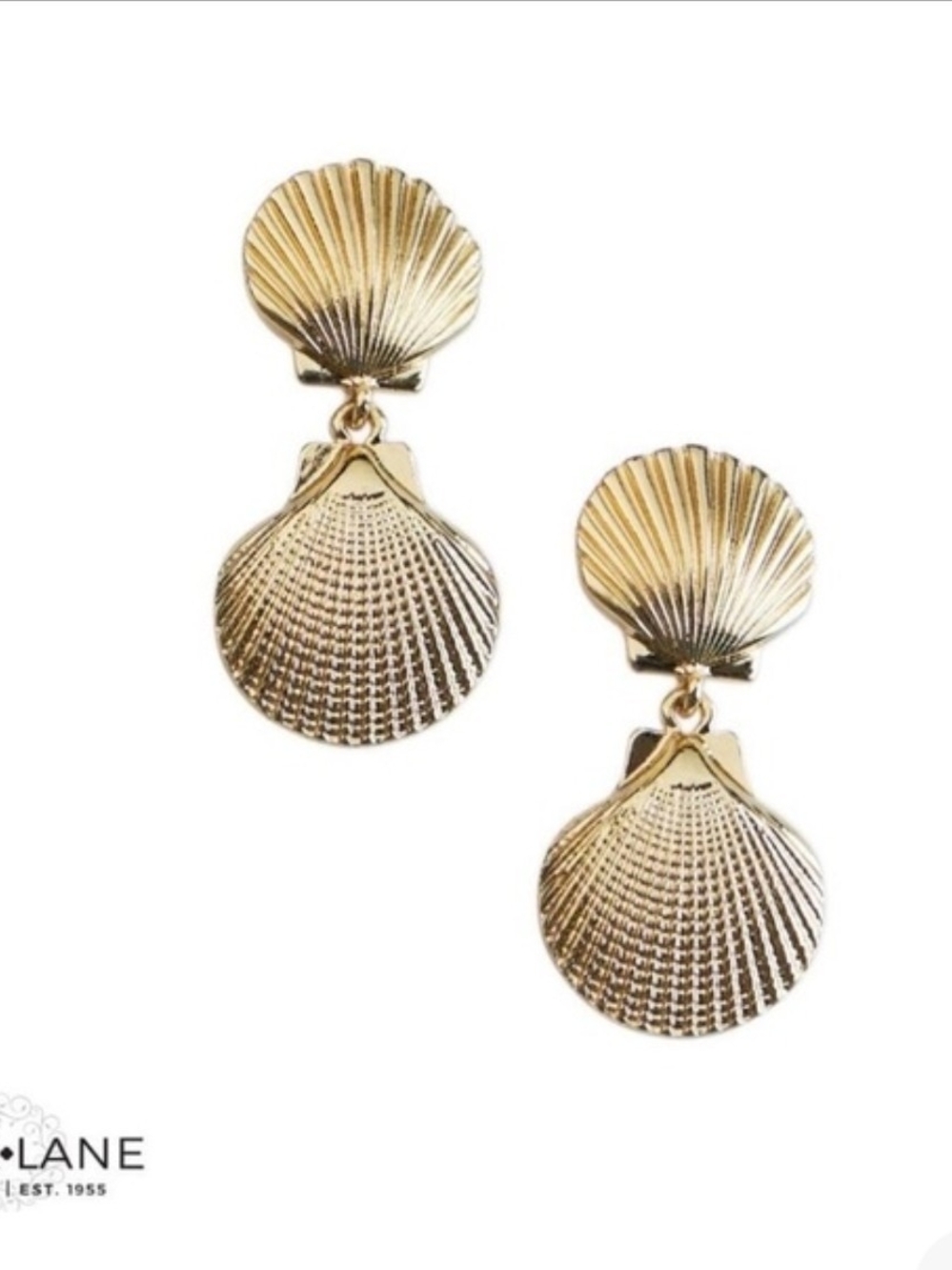 Parklane "Mermaid" Gold Shell Dangle Earrings – Brand New